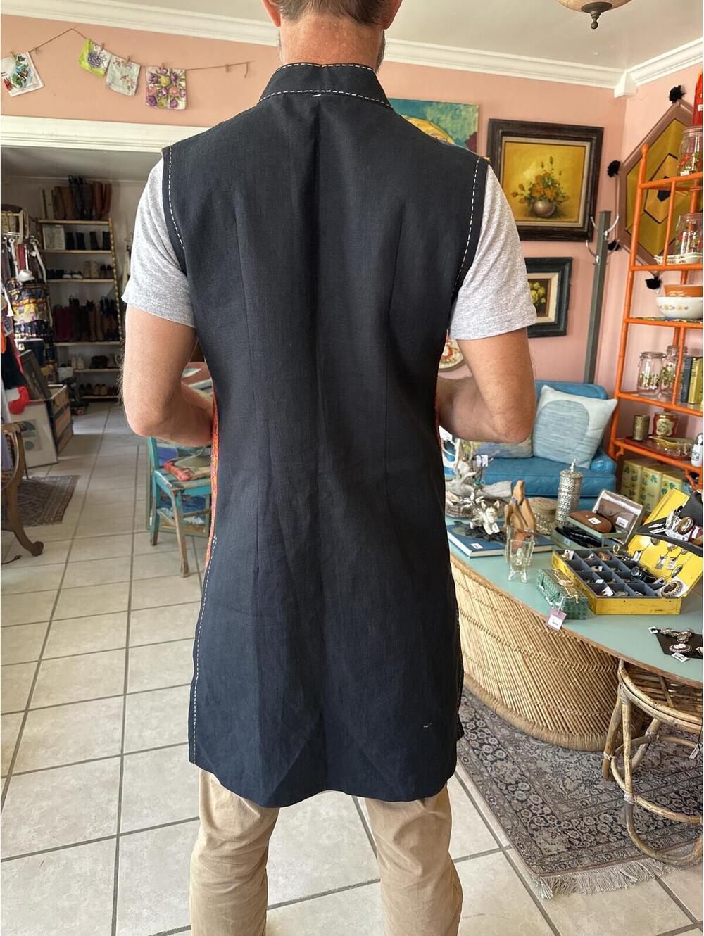 Hand-Embroidered Artisan Long Vest